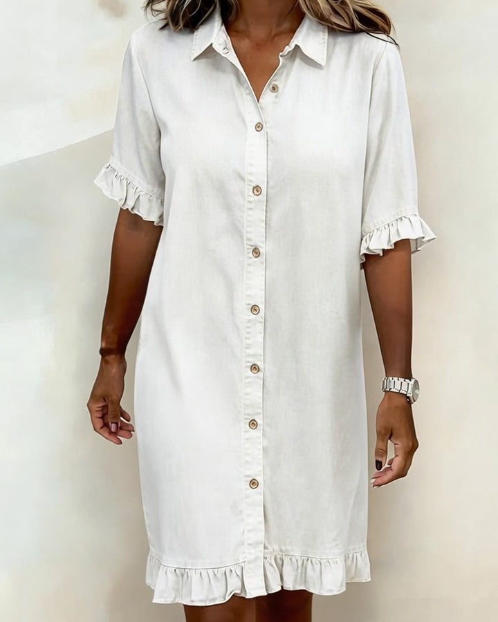 Elodie | Ruched Shirt Dress