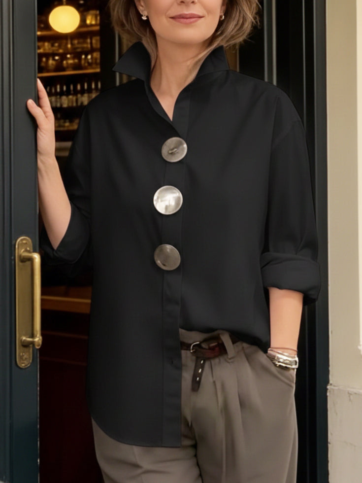 Novessa | Stand Collar Button Blouse