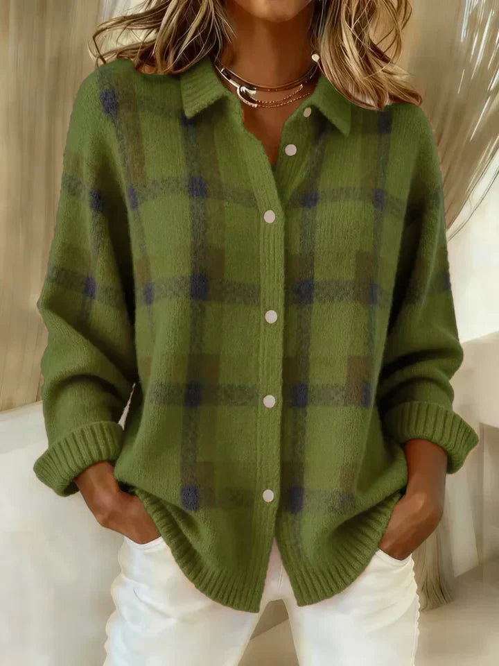 Vivara | Plaid Collared Cardigan