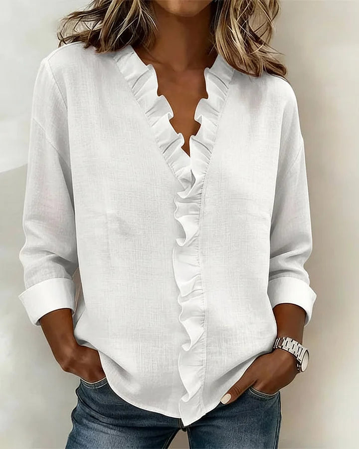 Elaira | V-Neck Ruffle Blouse