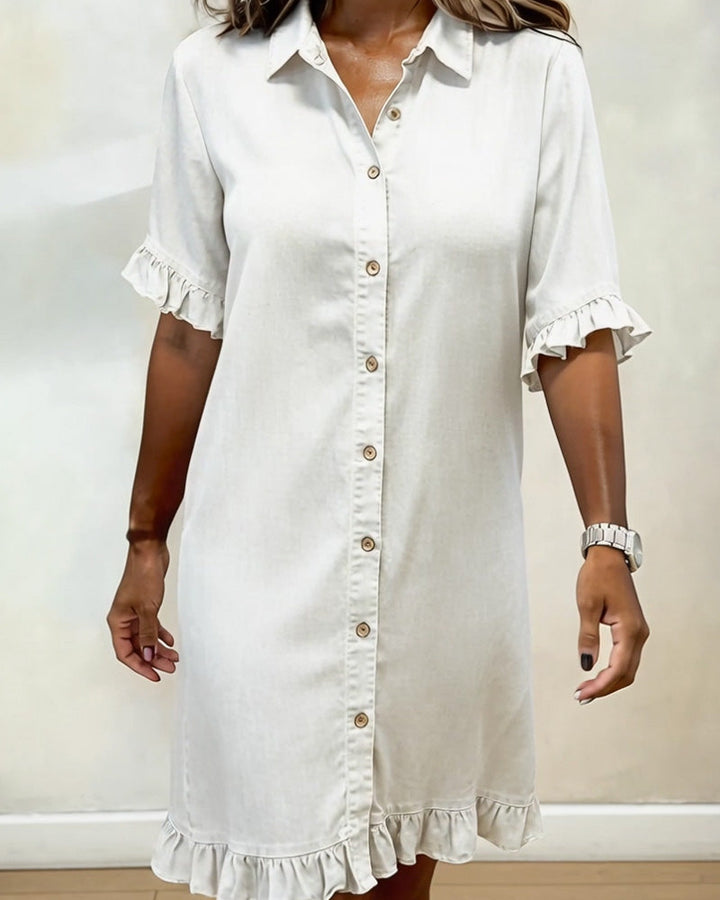 Elodie | Ruched Shirt Dress