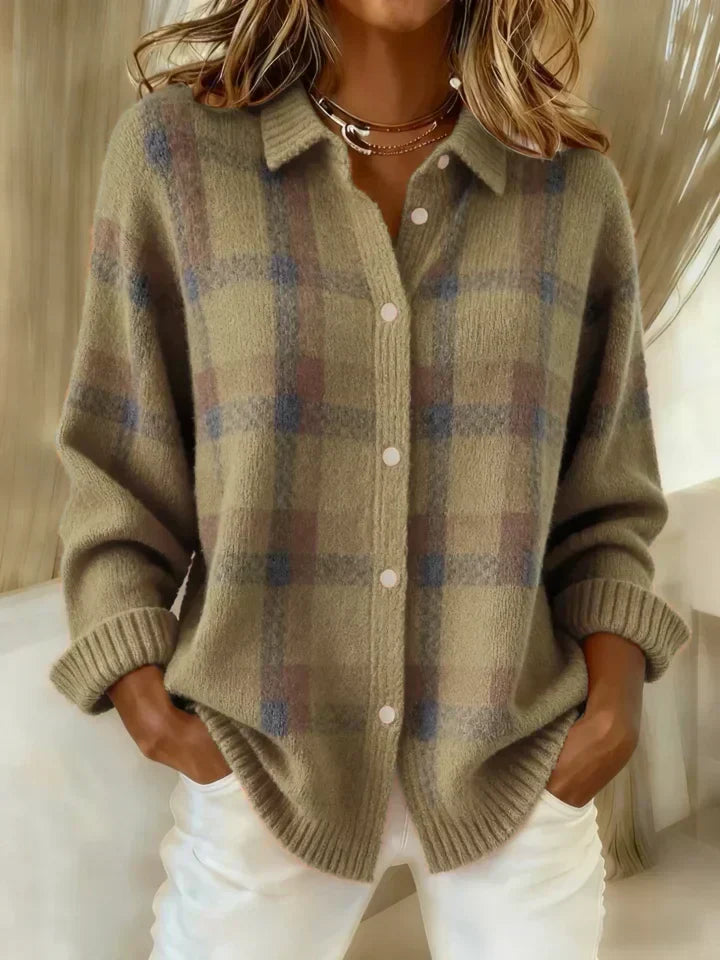 Vivara | Plaid Collared Cardigan