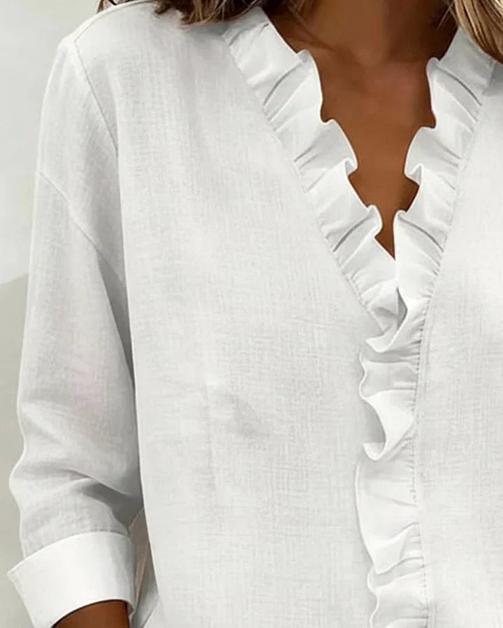 Elaira | V-Neck Ruffle Blouse