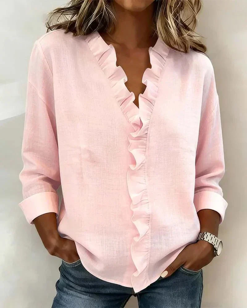 Elaira | V-Neck Ruffle Blouse