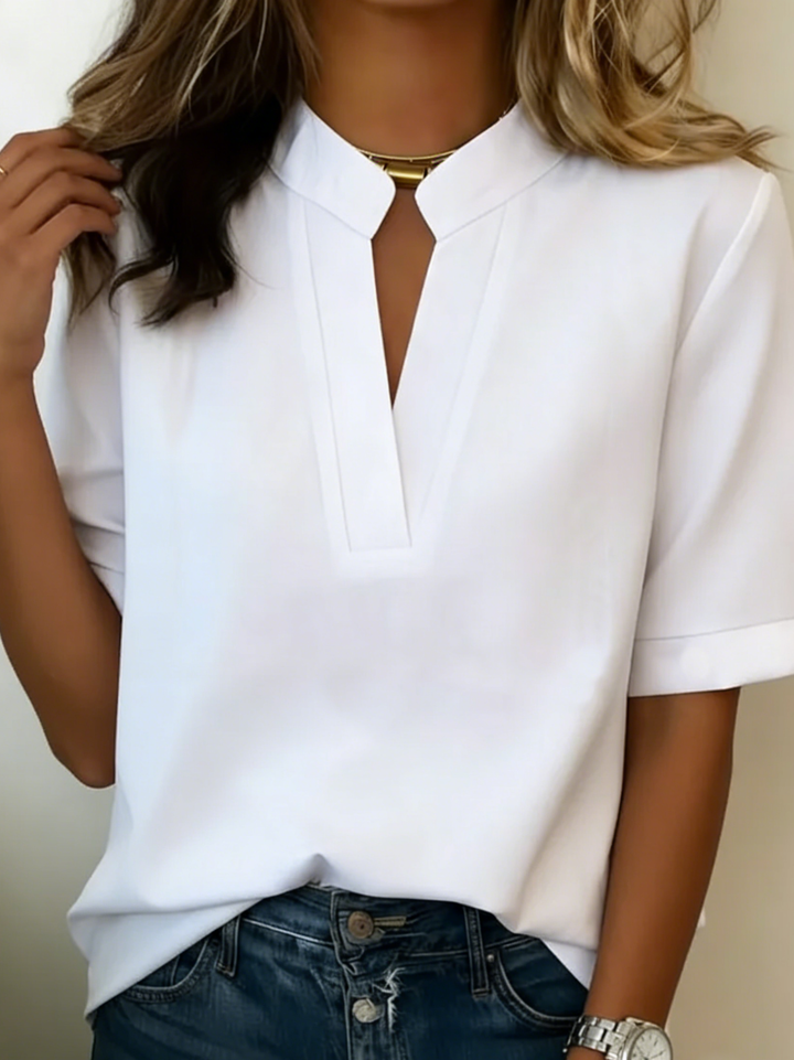 Gaëlle | Chic V‑Neck Blouse with Gold Accent