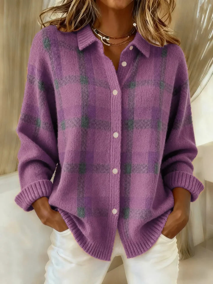 Vivara | Plaid Collared Cardigan