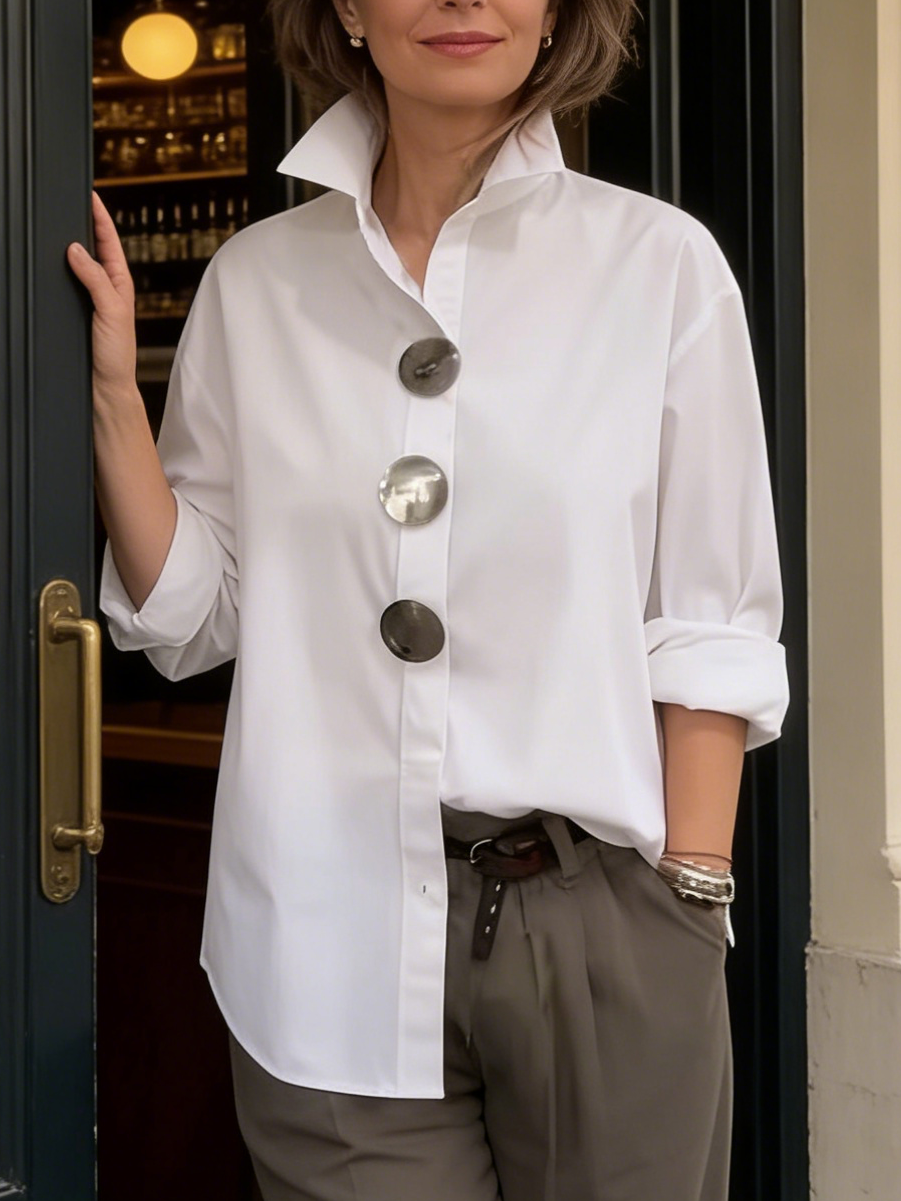 Novessa | Stand Collar Button Blouse