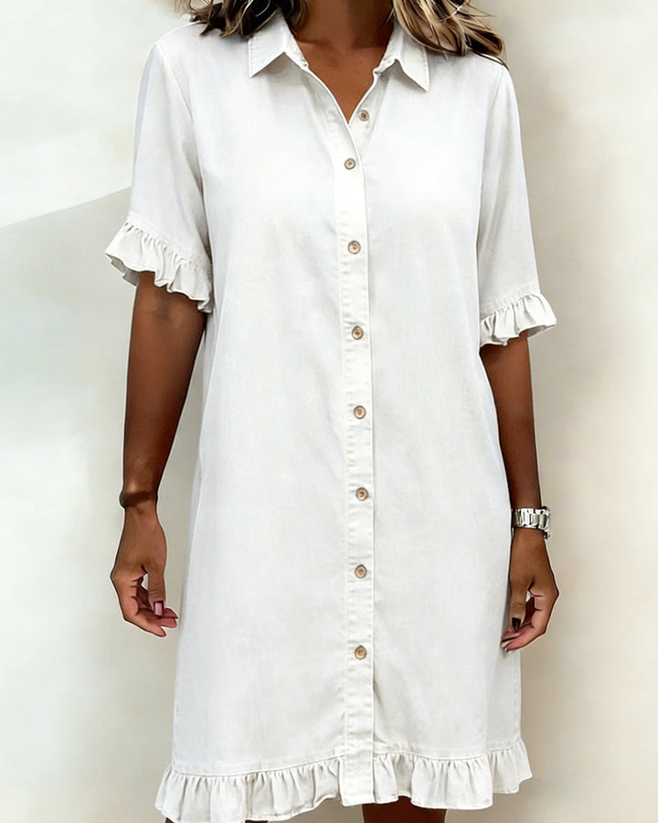 Elodie | Ruched Shirt Dress