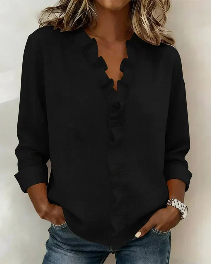 Elaira | V-Neck Ruffle Blouse