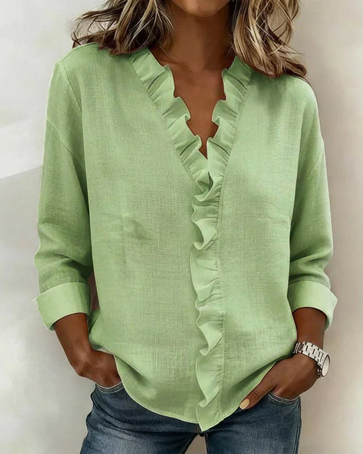 Elaira | V-Neck Ruffle Blouse