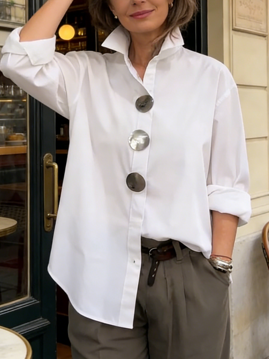 Novessa | Stand Collar Button Blouse