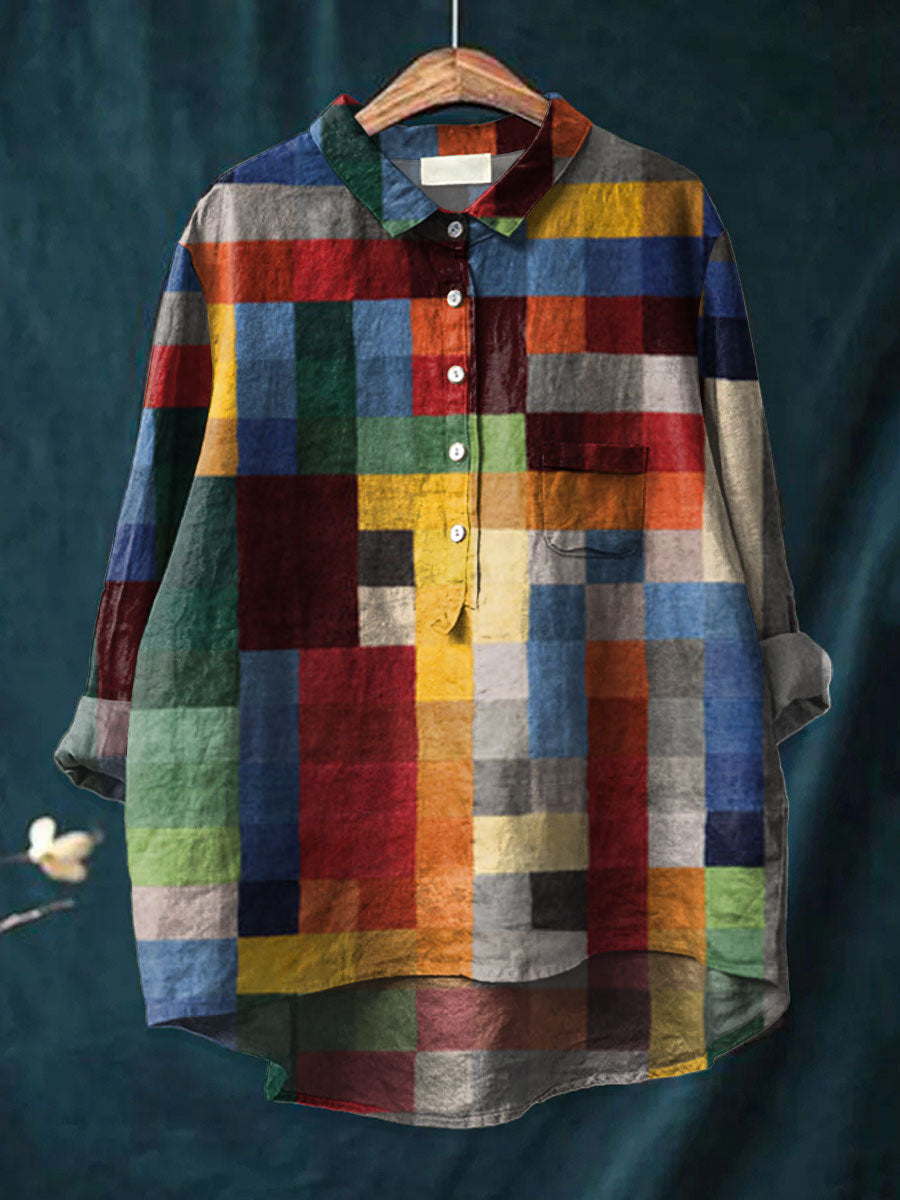 Mosaïenne™ チェック柄 シャツブラウス