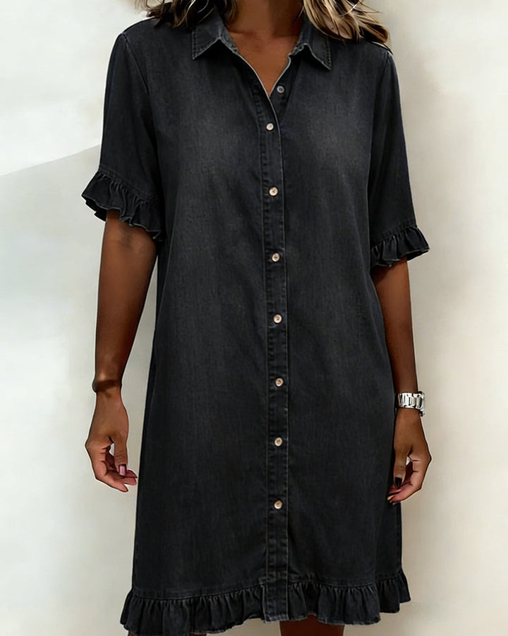 Elodie | Ruched Shirt Dress