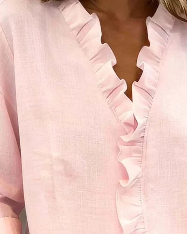 Elaira | V-Neck Ruffle Blouse