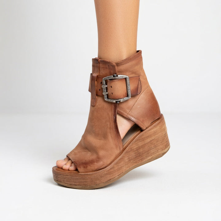 Nadelle | Open-Toe Wedge Booties
