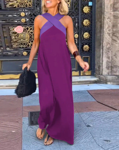 Delvani | Crossed Halter Jumpsuit