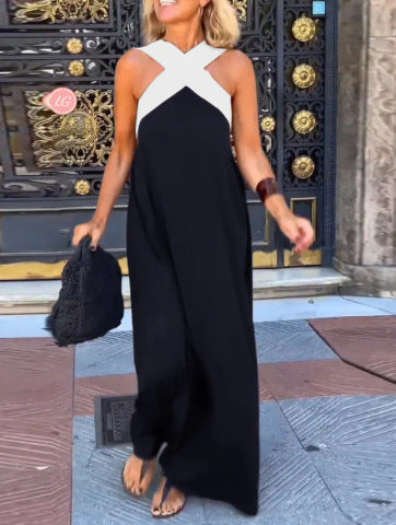 Delvani | Crossed Halter Jumpsuit