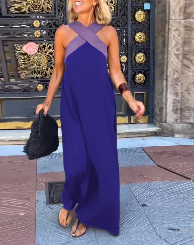 Delvani | Crossed Halter Jumpsuit