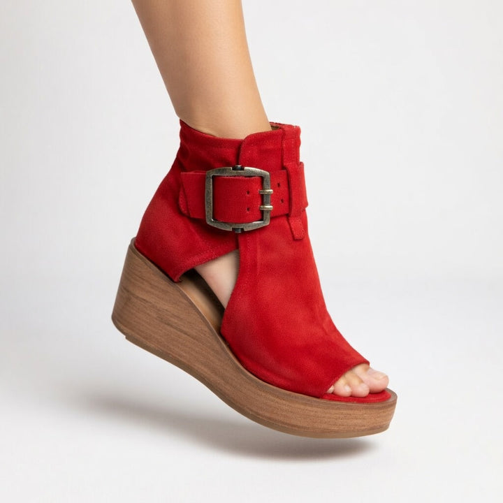 Nadelle | Open-Toe Wedge Booties
