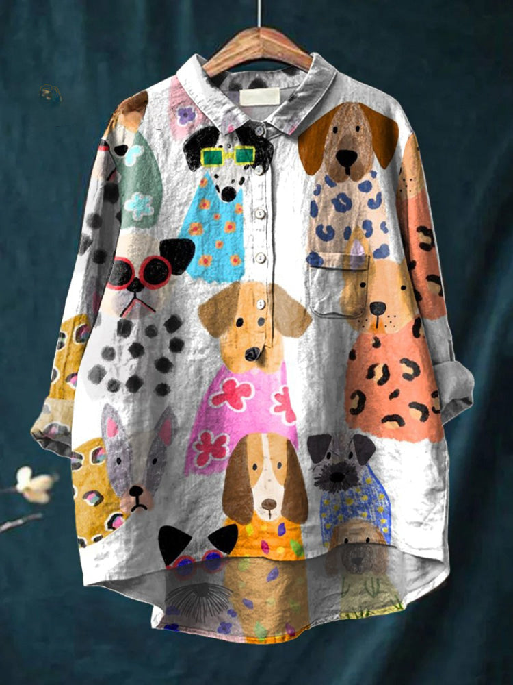 Fidelle™ ドッグ柄 シャツブラウス