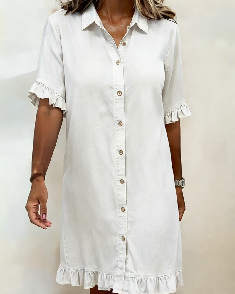 Elodie | Ruched Shirt Dress