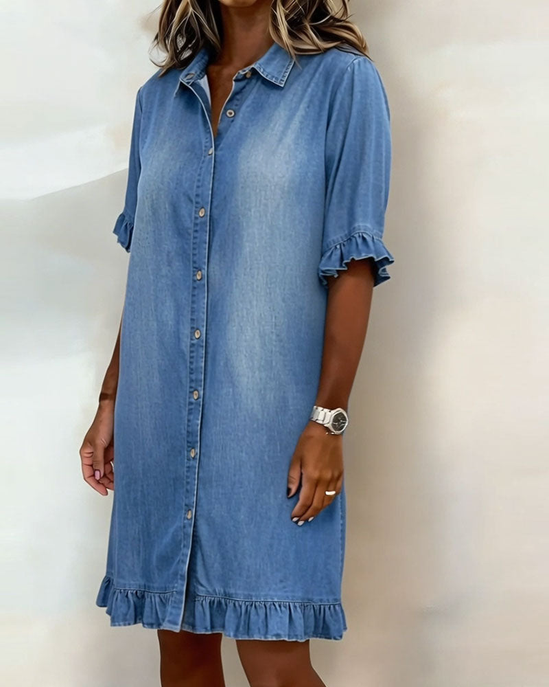 Elodie | Ruched Shirt Dress