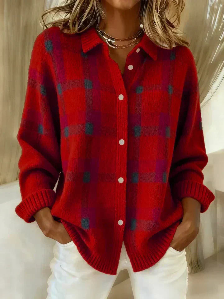 Vivara | Plaid Collared Cardigan