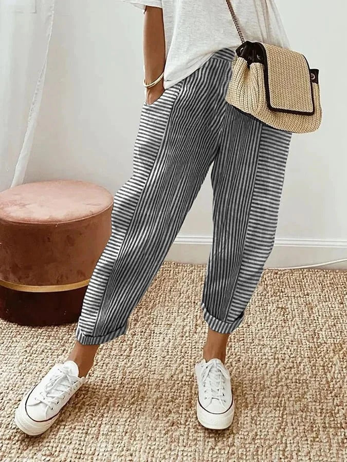 Vionne | Striped Drawstring Pants