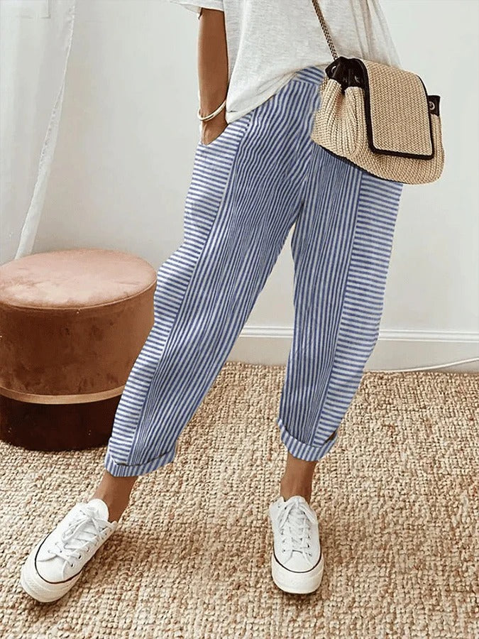 Vionne | Striped Drawstring Pants