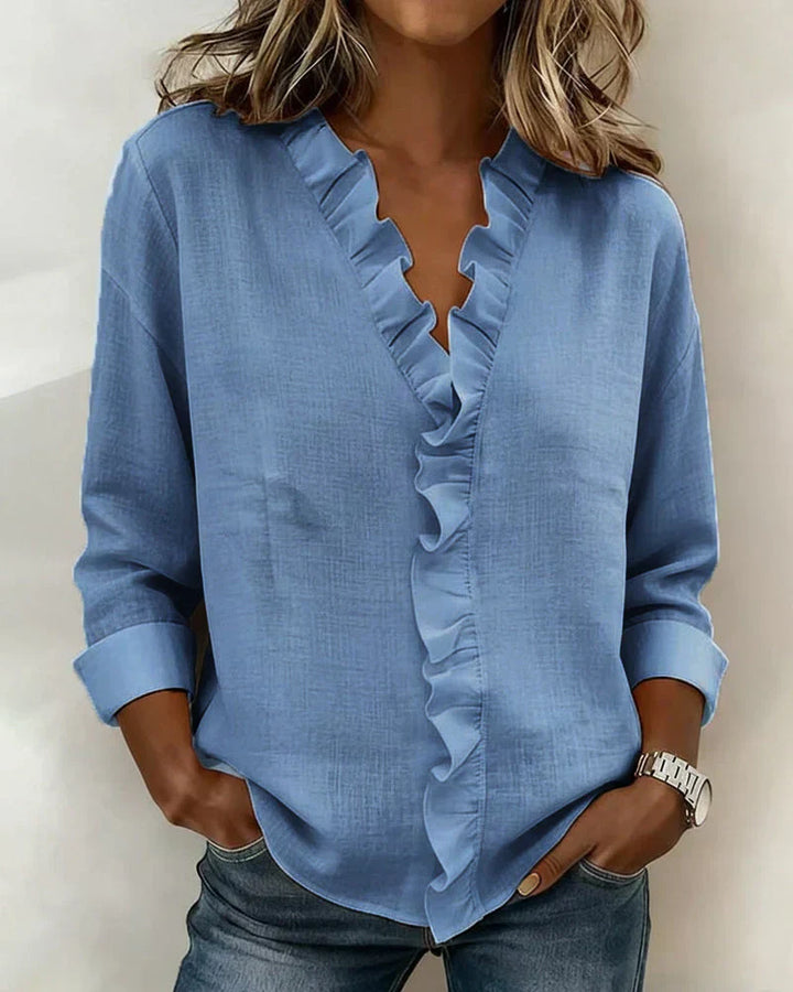 Elaira | V-Neck Ruffle Blouse
