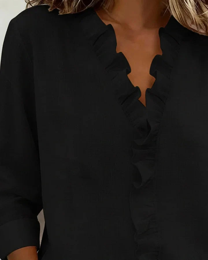 Elaira | V-Neck Ruffle Blouse