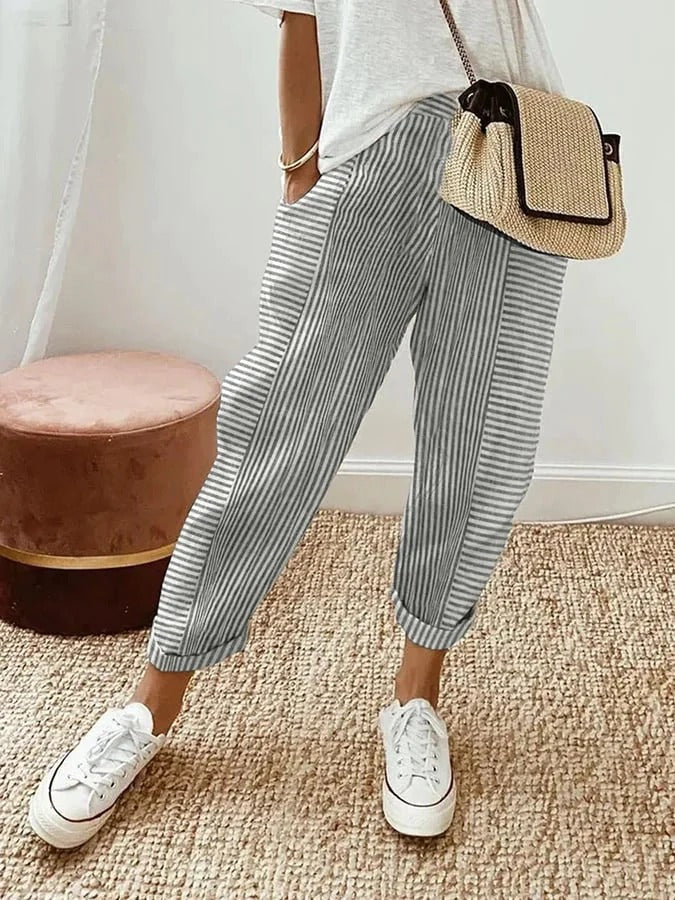 Vionne | Striped Drawstring Pants