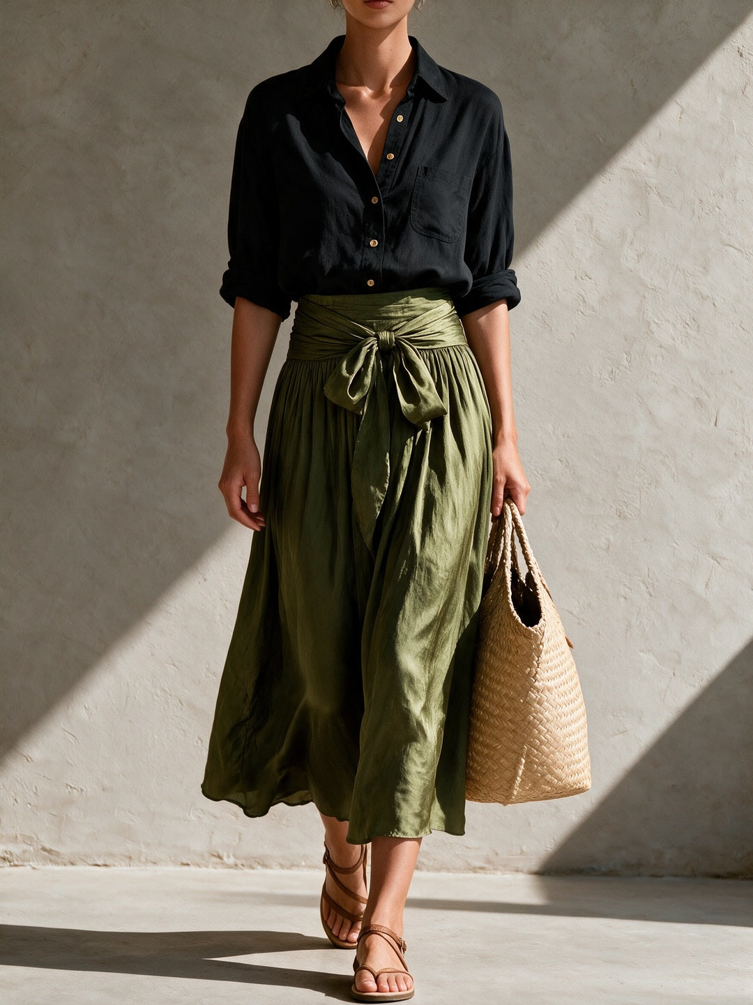 Yvette 黒 オリーブグリーン
