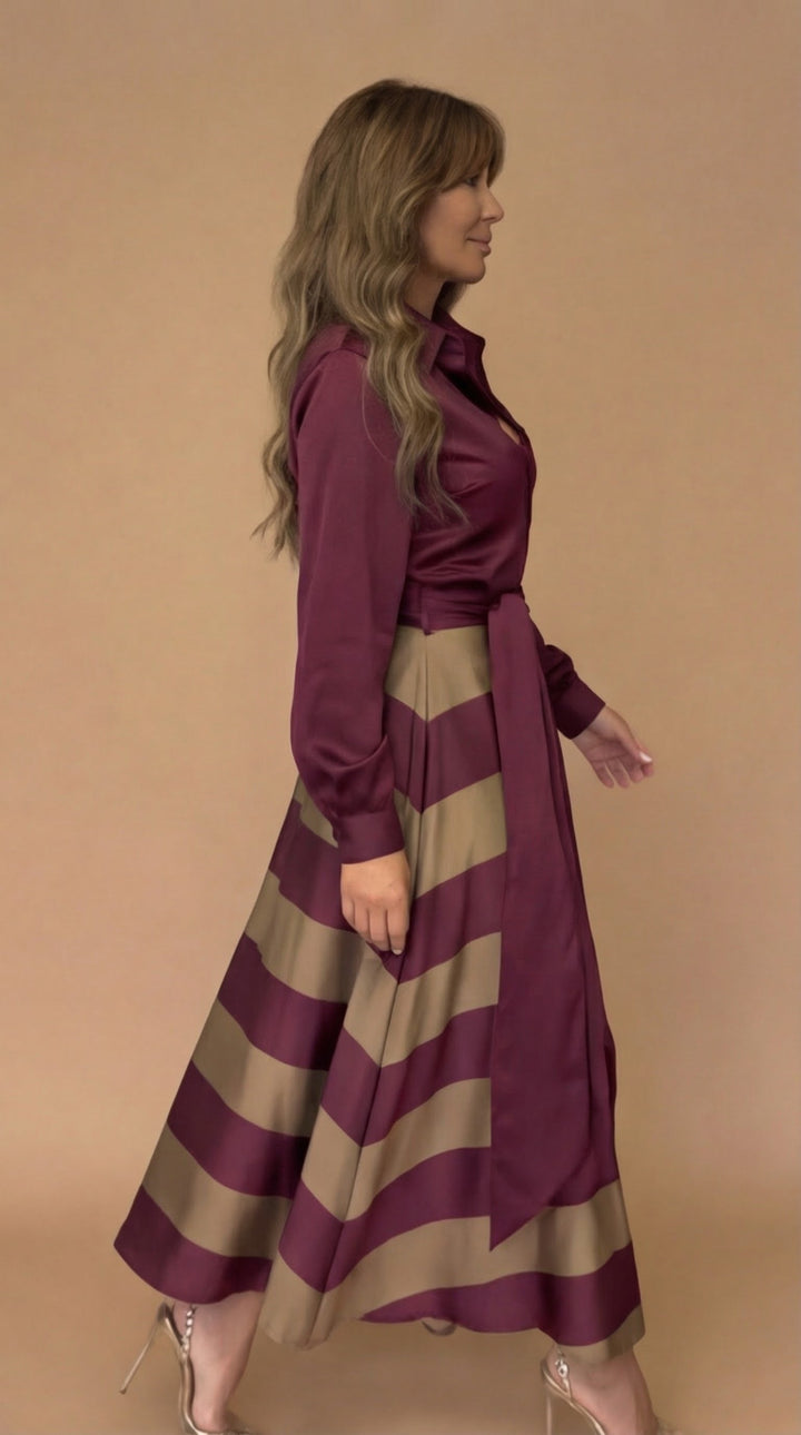 Stellenne™ ストライプ マキシワンピース