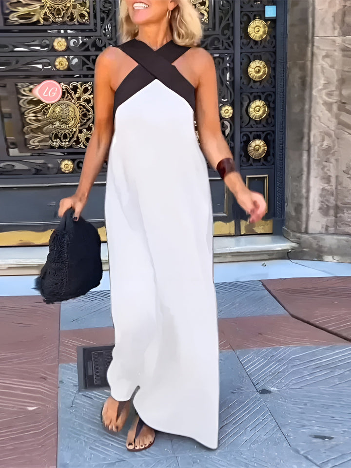 Delvani | Crossed Halter Jumpsuit