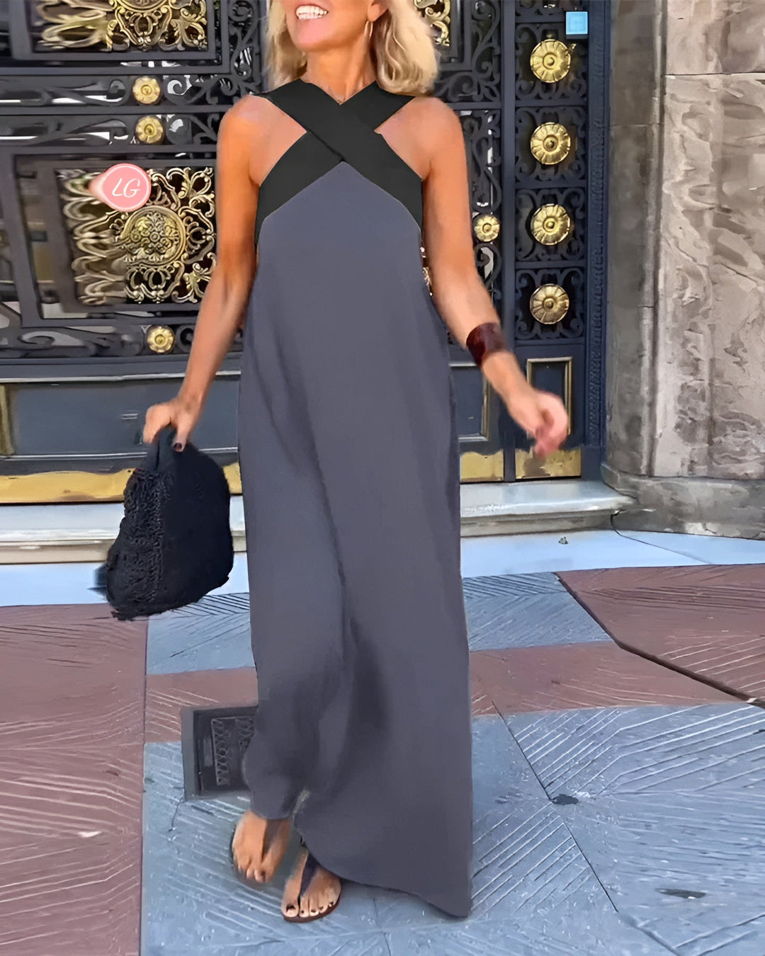 Delvani | Crossed Halter Jumpsuit