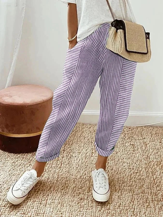 Vionne | Striped Drawstring Pants